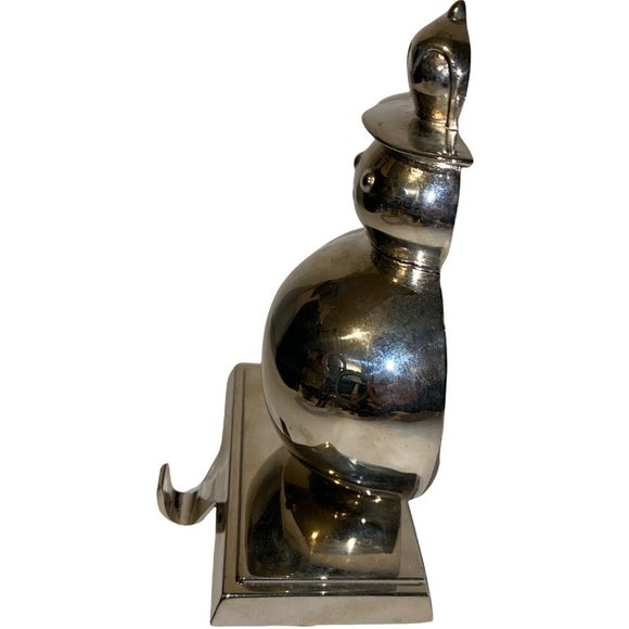 Silver Metal Snowman Christmas Stocking Holder Hanger 7" - Picture 3 of 8